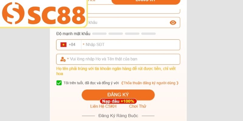 Hướng dẫn đăng ký SC88 chi tiết thao tác